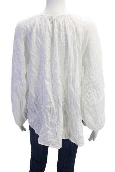 Gap Womens Cotton Long Sleeve V-neck Casual Button Top White Size M