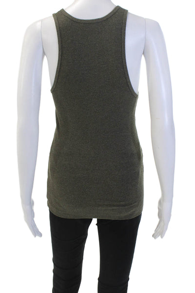 Agolde Womens Ribbed Scoop Neck Tank Top Olive Size M