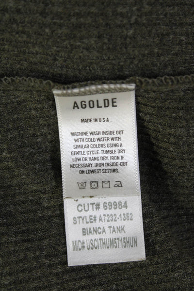 Agolde Womens Ribbed Scoop Neck Tank Top Olive Size M