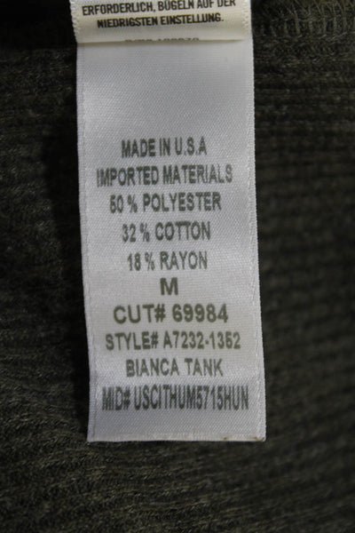 Agolde Womens Ribbed Scoop Neck Tank Top Olive Size M
