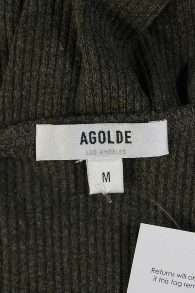 Agolde Womens Ribbed Scoop Neck Tank Top Olive Size M