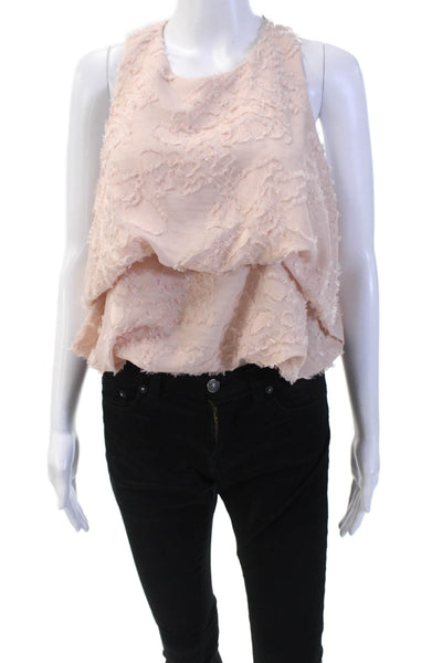 Zara Womens Textured Bubble Hem Tank Top Pink Size M