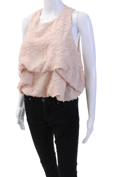 Zara Womens Textured Bubble Hem Tank Top Pink Size M