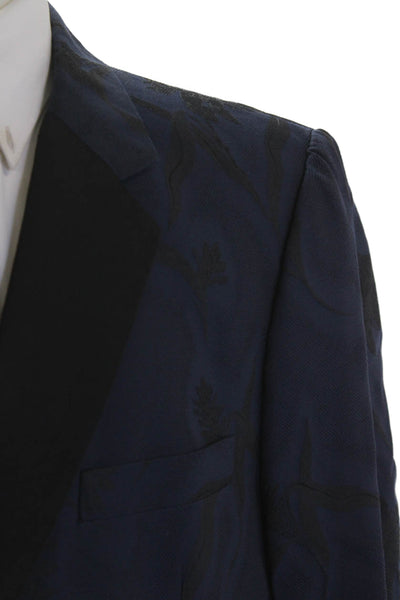 Paul Smith Mens Single Button Notched Lapel Floral Blazer Jacket Navy Black 46R