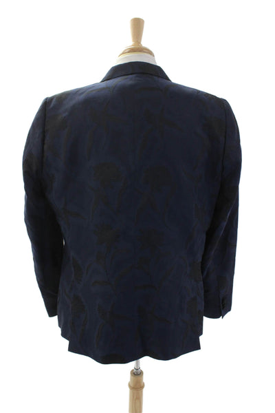 Paul Smith Mens Single Button Notched Lapel Floral Blazer Jacket Navy Black 46R