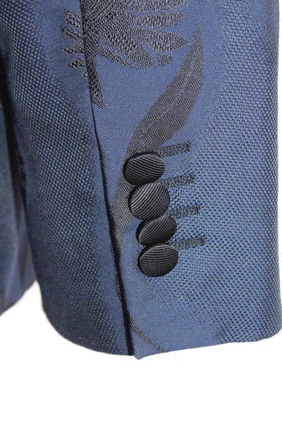 Paul Smith Mens Single Button Notched Lapel Floral Blazer Jacket Navy Black 46R