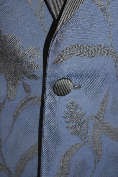 Paul Smith Mens Single Button Notched Lapel Floral Blazer Jacket Navy Black 46R