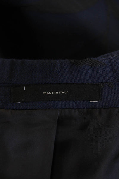 Paul Smith Mens Single Button Notched Lapel Floral Blazer Jacket Navy Black 46R
