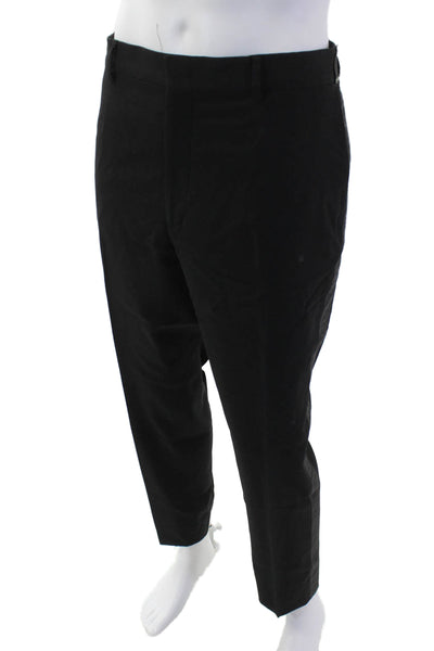 Fendi Mens Zipper Fly Pleated Zucca Printed Trim Dress Pants Black Size IT 56