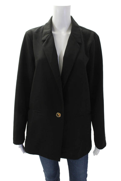 Marc New York Womens Single Button Classic Lapel Blazer Jacket Black Size Large