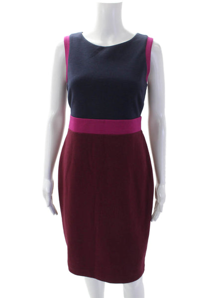 Boden Womens Sleeveless Color Block Pencil Dress Navy Blue Red Size 6 Petite