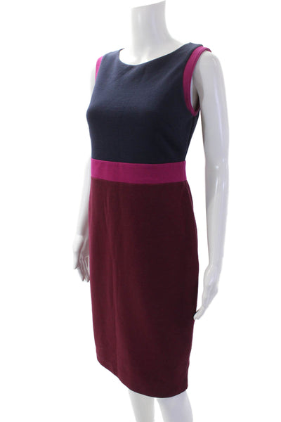 Boden Womens Sleeveless Color Block Pencil Dress Navy Blue Red Size 6 Petite
