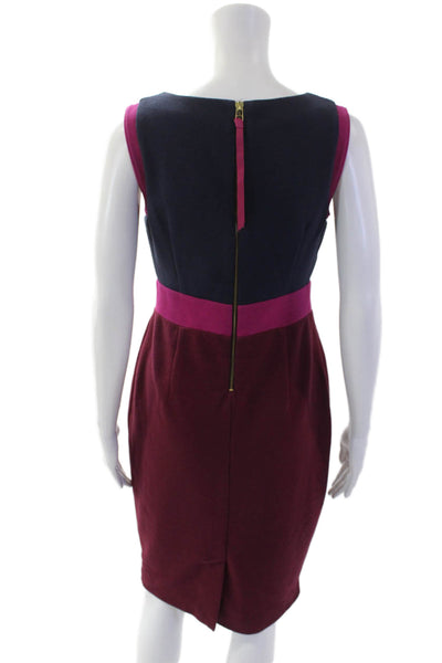 Boden Womens Sleeveless Color Block Pencil Dress Navy Blue Red Size 6 Petite