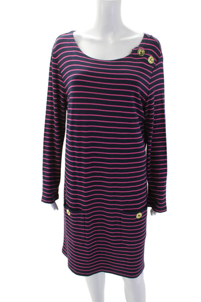 STS Sail To Sable Womens Striped Shirt Dress Navy Blue Pink Size Large