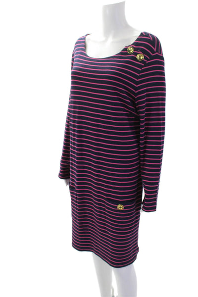 STS Sail To Sable Womens Striped Shirt Dress Navy Blue Pink Size Large