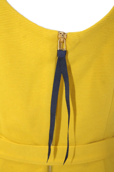 Boden Womens Short Sleeves Belted Pencil Dress Yellow Cotton Size 6 Petite