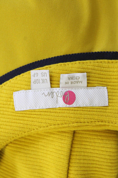 Boden Womens Short Sleeves Belted Pencil Dress Yellow Cotton Size 6 Petite