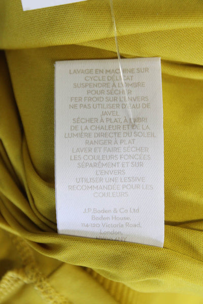 Boden Womens Short Sleeves Belted Pencil Dress Yellow Cotton Size 6 Petite