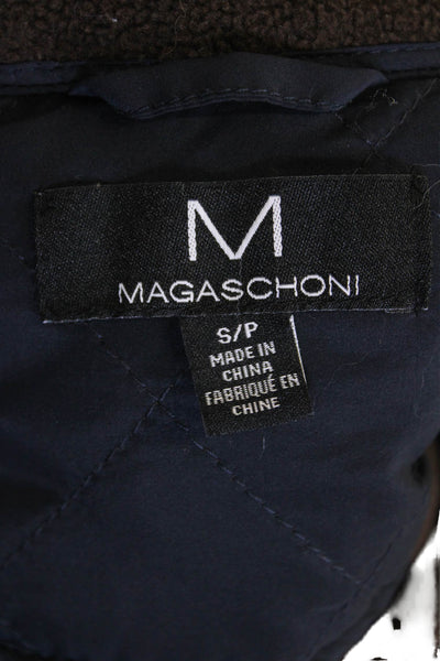 Magaschoni Mens Quilted Texture Full Zipper Vest Jacket Navy Blue Size Small