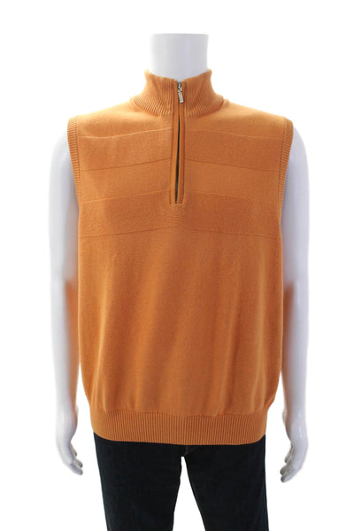 Johnston & Murphy Mens Half Zipper Turtleneck Shell Sweater Orange Size Medium
