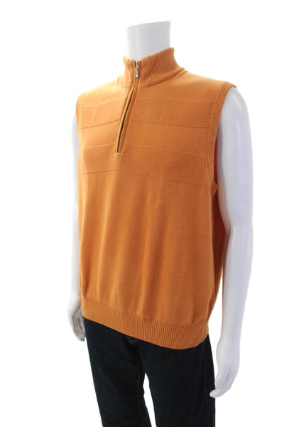 Johnston & Murphy Mens Half Zipper Turtleneck Shell Sweater Orange Size Medium