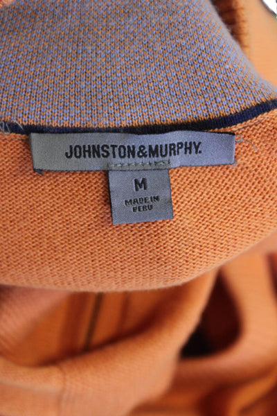Johnston & Murphy Mens Half Zipper Turtleneck Shell Sweater Orange Size Medium