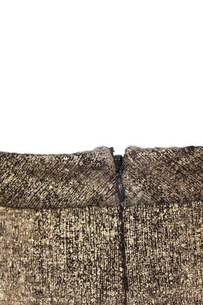 J Crew Collection Womens Metallic Wool Pencil Skirt Gold Size 4
