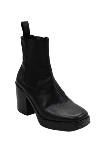 Balenciaga Womens Leather Square Toe Boots Black Size 39 9