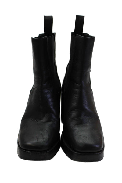 Balenciaga Womens Leather Square Toe Boots Black Size 39 9