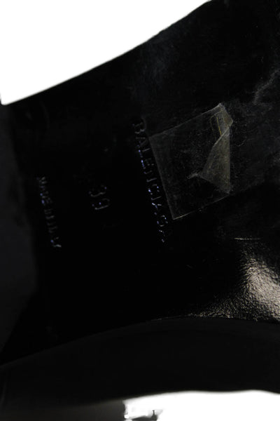 Balenciaga Womens Leather Square Toe Boots Black Size 39 9