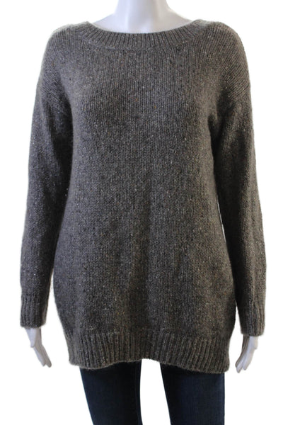 Vince Womens Wool Metallic Long Sleeve Pullover Sweater Gray Size XS