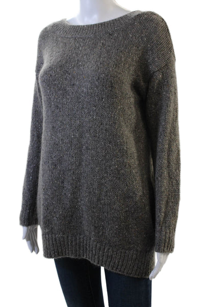 Vince Womens Wool Metallic Long Sleeve Pullover Sweater Gray Size XS