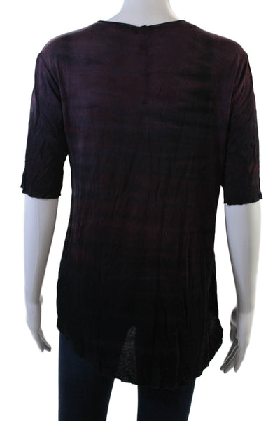 Raquel Allegra Womens Short Sleeve Ombre Striped TShirt Purple Size 0