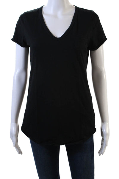 Gap Womens Cotton V-Neck Pocket Detail Casual Basic T-Shirt Black Size S