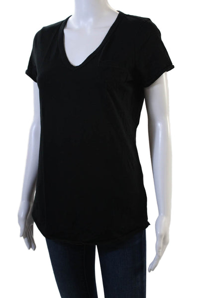 Gap Womens Cotton V-Neck Pocket Detail Casual Basic T-Shirt Black Size S