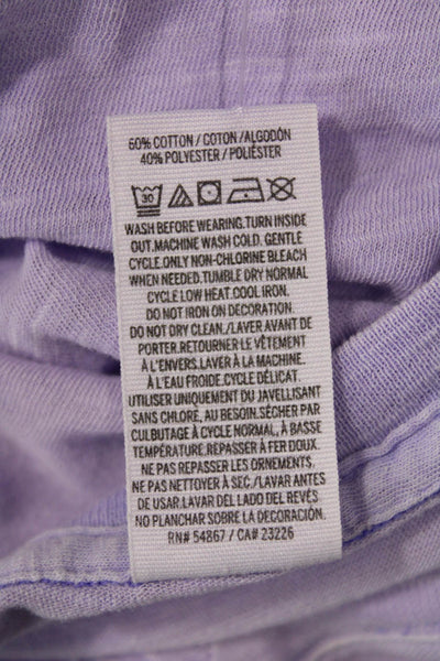 Pink Womens Cotton Short Sleeve V-Neck Basic T-Shirt Light Purple Size S
