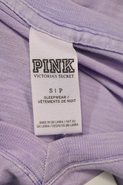 Pink Womens Cotton Short Sleeve V-Neck Basic T-Shirt Light Purple Size S