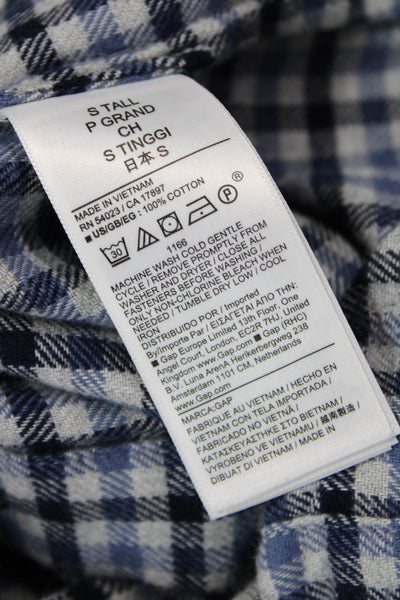 Gap Womens Cotton Plaid Print Collared Button Down Shirt Blue Size S Tall