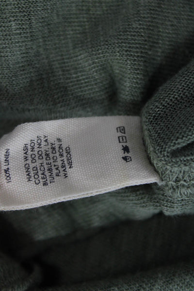 Unsubscribed Womens Linen Round Neck Short Sleeve Casual T-Shirt Green Size M