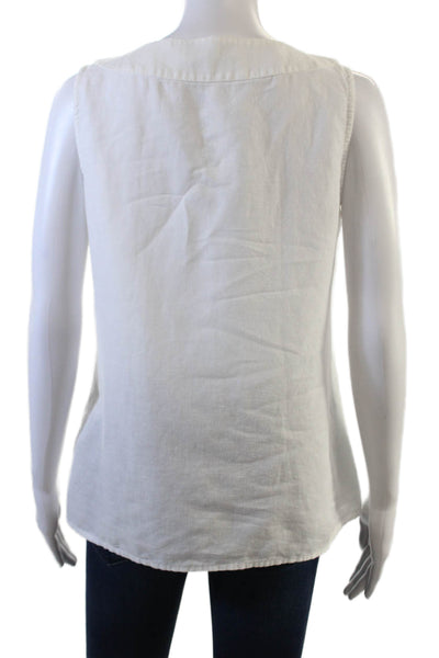 Banana Republic Womens Linen Embroidered Detail Sleeveless Blouse White Size XS