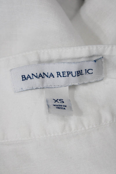 Banana Republic Womens Linen Embroidered Detail Sleeveless Blouse White Size XS