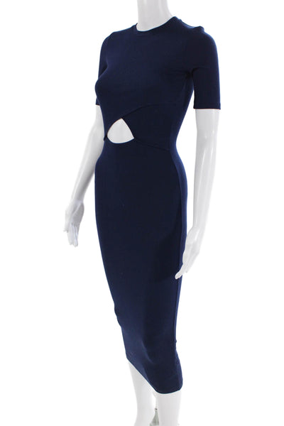 Nasty Gal Womens Ribbed Cut Out Maxi Dress Navy Blue Size Extra Extra Small