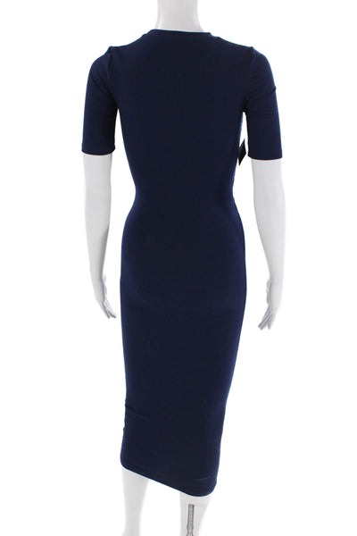 Nasty Gal Womens Ribbed Cut Out Maxi Dress Navy Blue Size Extra Extra Small