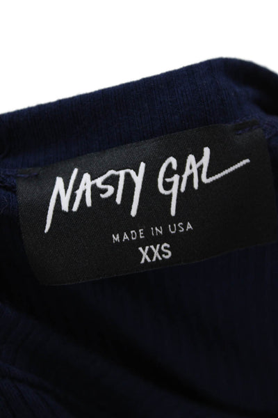 Nasty Gal Womens Ribbed Cut Out Maxi Dress Navy Blue Size Extra Extra Small