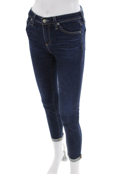 AG Adriano Goldschmied Womens The Prima Roll Up Jeans Blue Cotton Size 25