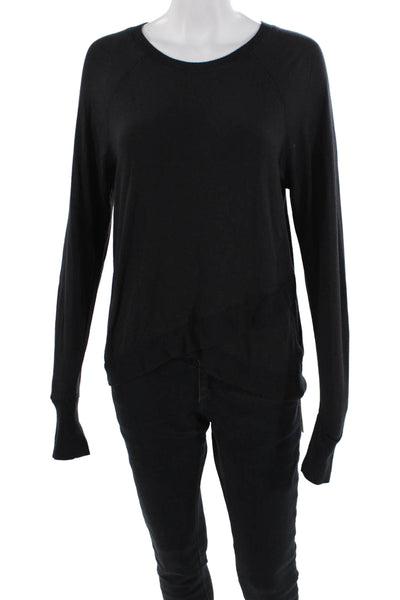 Athleta Womens Long Sleeves Crew Neck Asymmetrical Sweatshirt Black Size Small