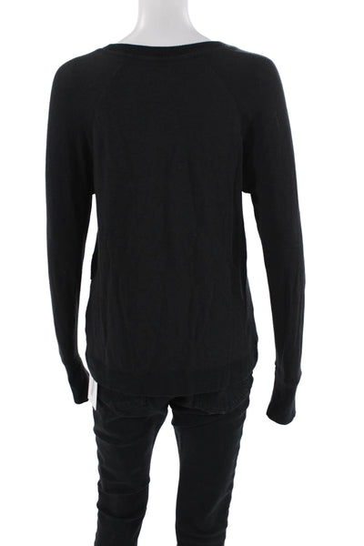 Athleta Womens Long Sleeves Crew Neck Asymmetrical Sweatshirt Black Size Small