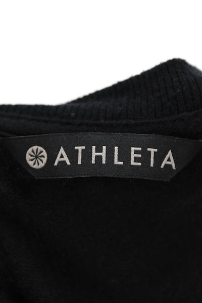 Athleta Womens Long Sleeves Crew Neck Asymmetrical Sweatshirt Black Size Small