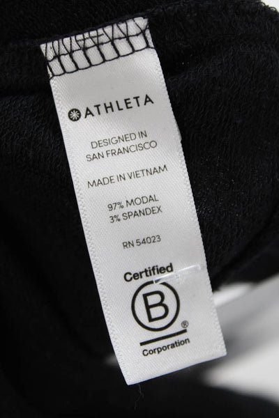 Athleta Womens Long Sleeves Crew Neck Asymmetrical Sweatshirt Black Size Small
