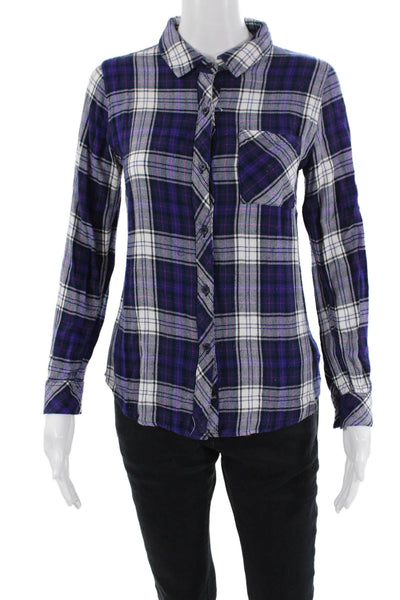 Rails Womens Plaid Button Down Shirt Blue Pink Size Extra Small